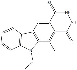 5-Methyl-6-ethyl-6H-pyridazino[4,5-b]carbazole-1,4(2H,3H)-dione Struktur