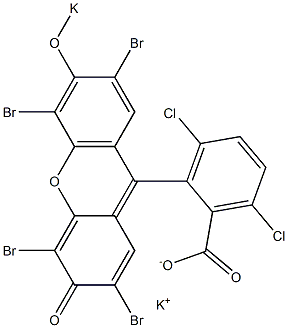 2-(2,4,5,7-Tetrabromo-3-oxo-6-potassiooxy-3H-xanthen-9-yl)-3,6-dichlorobenzoic acid potassium salt Struktur