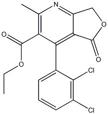 5,7-Dihydro-5-oxo-2-methyl-4-(2,3-dichlorophenyl)furo[3,4-b]pyridine-3-carboxylic acid ethyl ester Struktur