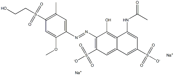 5-Acetylamino-4-hydroxy-3-[4-(2-hydroxyethylsulfonyl)-2-methoxy-5-methylphenylazo]-2,7-naphthalenedisulfonic acid disodium salt Struktur