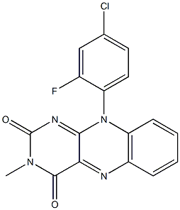 3-Methyl-10-(4-chloro-2-fluorophenyl)pyrimido[4,5-b]quinoxaline-2,4(3H,10H)-dione Struktur