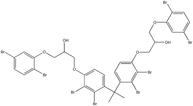 2,2-Bis[2,3-dibromo-4-[2-hydroxy-3-(2,5-dibromophenoxy)propyloxy]phenyl]propane Struktur