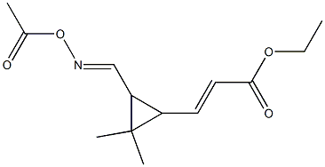 2-(2-Ethoxycarbonylvinyl)-3,3-dimethylcyclopropane-1-carbaldehyde (E)-O-acetyl oxime Struktur