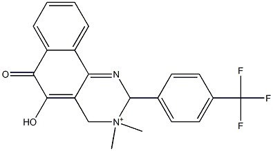 2,3,4,6-Tetrahydro-5-hydroxy-6-oxo-2-[4-(trifluoromethyl)phenyl]-3,3-dimethylbenzo[h]quinazolin-3-ium Struktur