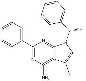 4-Amino-5,6-dimethyl-7-[(S)-1-phenylethyl]-2-phenyl-7H-pyrrolo[2,3-d]pyrimidine Struktur