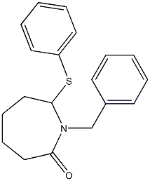 1-Benzyl-7-(phenylthio)hexahydro-2H-azepin-2-one Struktur