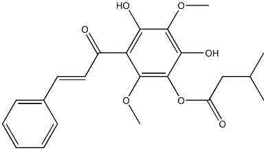 6-[(E)-3-Phenylacryloyl]-4-(isovaleryloxy)-2,5-dimethoxybenzene-1,3-diol Struktur