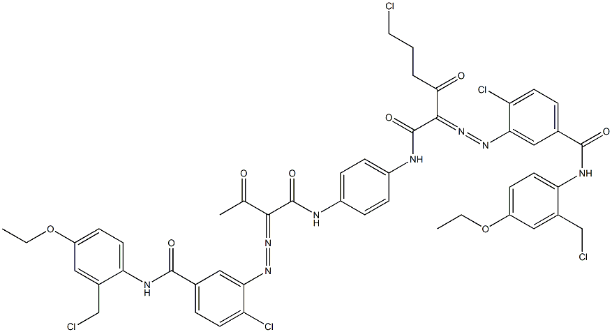 3,3'-[2-(2-Chloroethyl)-1,4-phenylenebis[iminocarbonyl(acetylmethylene)azo]]bis[N-[2-(chloromethyl)-4-ethoxyphenyl]-4-chlorobenzamide] Struktur