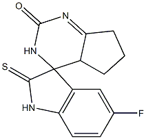 5'-Fluoro-2'-thioxo-1',2',4a,5,6,7-hexahydrospiro[4H-cyclopentapyrimidine-4,3'-[3H]indol]-2(3H)-one Struktur