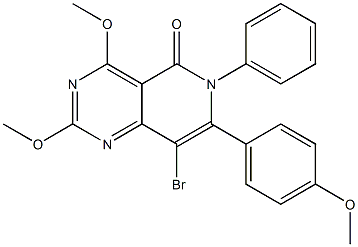 2,4-Dimethoxy-8-bromo-6-phenyl-7-(4-methoxyphenyl)pyrido[4,3-d]pyrimidin-5(6H)-one Struktur