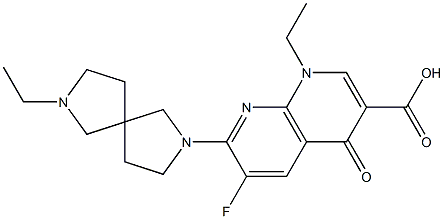 1-Ethyl-6-fluoro-7-(7-ethyl-2,7-diazaspiro[4.4]nonan-2-yl)-1,4-dihydro-4-oxo-1,8-naphthyridine-3-carboxylic acid Struktur