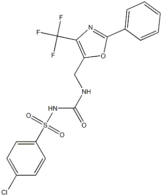 1-[2-Phenyl-4-(trifluoromethyl)oxazol-5-ylmethyl]-3-(4-chlorophenylsulfonyl)urea Struktur