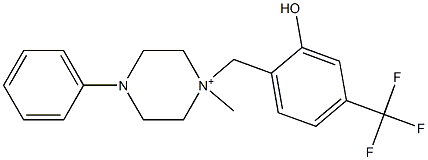 1-[2-Hydroxy-4-(trifluoromethyl)benzyl]-4-phenyl-1-methylpiperazin-1-ium Struktur