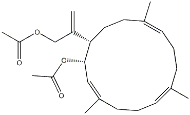 (1E,3S,4S,7E,11E)-1,7,11-Trimethyl-4-(1-methylene-2-acetoxyethyl)-3-acetoxycyclotetradeca-1,7,11-triene Struktur