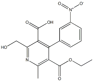 2-(Hydroxymethyl)-6-methyl-4-(3-nitrophenyl)pyridine-3,5-dicarboxylic acid 5-ethyl ester Struktur