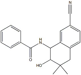 8-Benzoylamino-5,6,7,8-tetrahydro-7-hydroxy-6,6-dimethylnaphthalene-2-carbonitrile Struktur