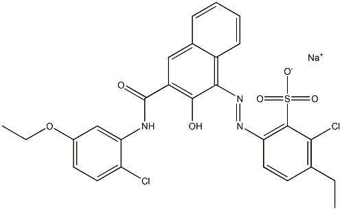 2-Chloro-3-ethyl-6-[[3-[[(2-chloro-5-ethoxyphenyl)amino]carbonyl]-2-hydroxy-1-naphtyl]azo]benzenesulfonic acid sodium salt Struktur