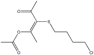 2-Acetoxy-3-(4-chlorobutylthio)-2-penten-4-one Struktur