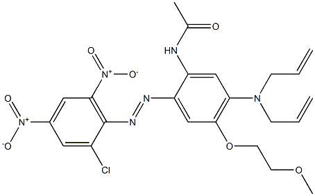 2-Chloro-2'-acetylamino-4,6-dinitro-4'-(diallylamino)-5'-(2-methoxyethoxy)azobenzene Struktur