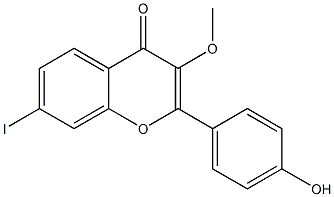 2-(4-Hydroxyphenyl)-7-iodo-3-methoxy-4H-1-benzopyran-4-one Struktur