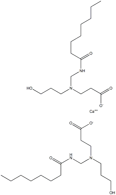 Bis[3-[N-(3-hydroxypropyl)-N-(octanoylaminomethyl)amino]propionic acid]calcium salt Struktur