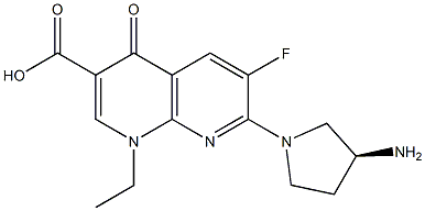 (3S)-3-Amino-1-[(1-ethyl-3-carboxy-1,4-dihydro-6-fluoro-4-oxo-1,8-naphthyridin)-7-yl]pyrrolidine Struktur