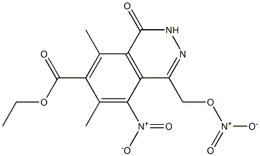 5-Nitro-1,2-dihydro-1-oxo-6,8-dimethyl-4-(nitrooxymethyl)phthalazine-7-carboxylic acid ethyl ester Struktur