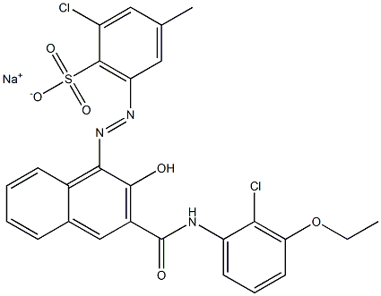 2-Chloro-4-methyl-6-[[3-[[(2-chloro-3-ethoxyphenyl)amino]carbonyl]-2-hydroxy-1-naphtyl]azo]benzenesulfonic acid sodium salt Struktur