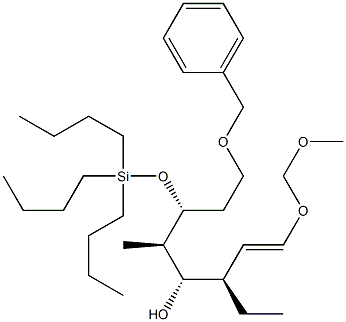 (3R,4S,5R,6R)-1-(Methoxymethoxy)-3-ethyl-5-methyl-6-(tributylsiloxy)-8-(benzyloxy)-1-octen-4-ol Struktur