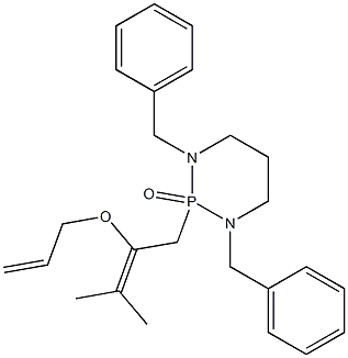 1,3-Dibenzyl-2-[3-methyl-2-[(2-propenyl)oxy]-2-butenyl]hexahydro-1,3,2-diazaphosphorine 2-oxide Struktur