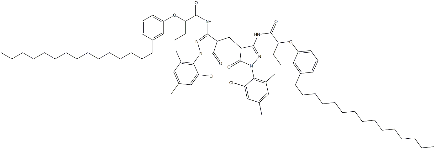 4,4'-Methylenebis[1-(2-chloro-4,6-dimethylphenyl)-3-[2-(3-pentadecylphenoxy)butanoylamino]-2-pyrazolin-5-one] Struktur