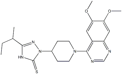 2-[1-(6,7-Dimethoxyquinazolin-4-yl)piperidin-4-yl]-5-(1-methylpropyl)-2,4-dihydro-3-thioxo-3H-1,2,4-triazole Struktur