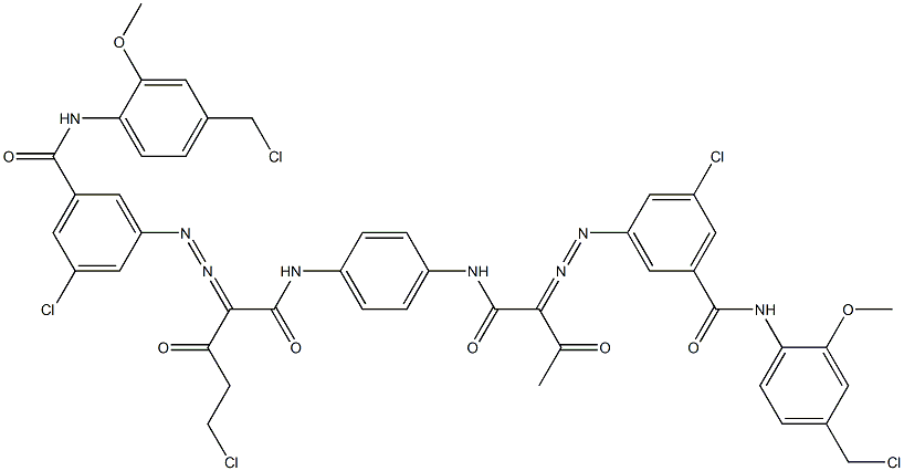 3,3'-[2-(Chloromethyl)-1,4-phenylenebis[iminocarbonyl(acetylmethylene)azo]]bis[N-[4-(chloromethyl)-2-methoxyphenyl]-5-chlorobenzamide] Struktur