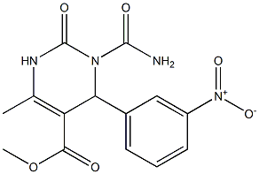 1,2,3,4-Tetrahydro-3-(carbamoyl)-6-methyl-2-oxo-4-(3-nitrophenyl)pyrimidine-5-carboxylic acid methyl ester Struktur