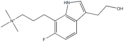 N,N,N-Trimethyl-3-[3-(2-hydroxyethyl)-6-fluoro-1H-indol-7-yl]propylaminium Struktur