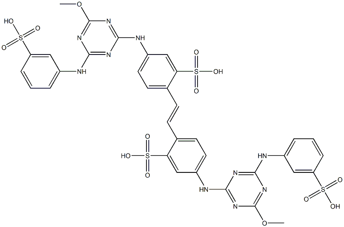 4,4'-Bis[4-methoxy-6-(m-sulfoanilino)-1,3,5-triazin-2-ylamino]-2,2'-stilbenedisulfonic acid Struktur