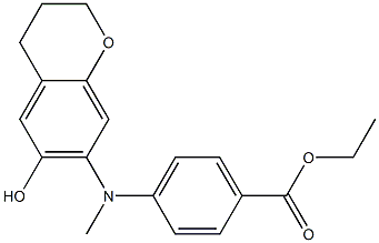 4-[[(3,4-Dihydro-6-hydroxy-2H-1-benzopyran)-7-yl]methylamino]benzoic acid ethyl ester Struktur