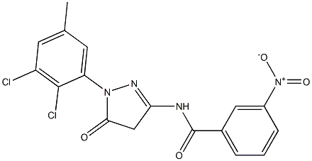 1-(2,3-Dichloro-5-methylphenyl)-3-(3-nitrobenzoylamino)-5(4H)-pyrazolone Struktur