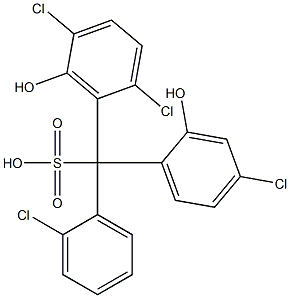 (2-Chlorophenyl)(4-chloro-2-hydroxyphenyl)(2,5-dichloro-6-hydroxyphenyl)methanesulfonic acid Struktur