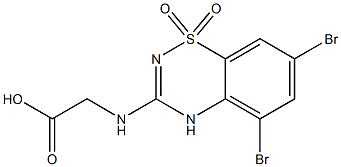 3-[(Carboxymethyl)amino]-5,7-dibromo-4H-1,2,4-benzothiadiazine 1,1-dioxide Struktur