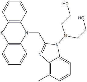 1-[Bis(2-hydroxyethyl)amino]methyl-2-(10H-phenothiazin-10-ylmethyl)-1H-benzimidazole Struktur