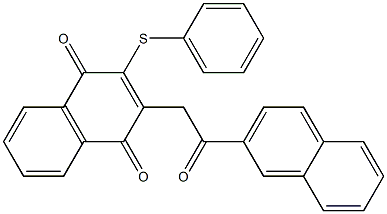 2-Phenylthio-3-[(2-naphtylcarbonylmethyl)]-1,4-naphthoquinone Struktur