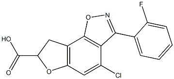 4-Chloro-7,8-dihydro-3-(2-fluorophenyl)furo[2,3-g][1,2]benzisoxazole-7-carboxylic acid Struktur