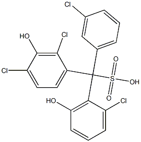 (3-Chlorophenyl)(2-chloro-6-hydroxyphenyl)(2,4-dichloro-3-hydroxyphenyl)methanesulfonic acid Struktur