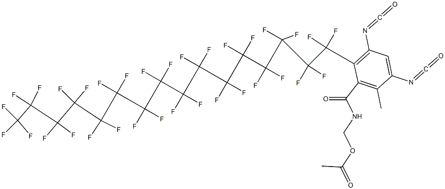 N-(Acetyloxymethyl)-2-(tritriacontafluorohexadecyl)-3,5-diisocyanato-6-methylbenzamide Struktur