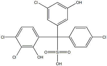 (4-Chlorophenyl)(3-chloro-5-hydroxyphenyl)(3,4-dichloro-2-hydroxyphenyl)methanesulfonic acid Struktur