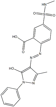 2-(5-Hydroxy-3-methyl-1-phenyl-1H-pyrazol-4-ylazo)-5-(N-methylsulfamoyl)benzoic acid Struktur