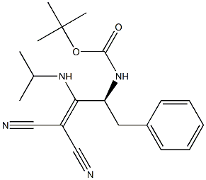 [(S)-3-Phenyl-2-[(tert-butoxycarbonyl)amino]-1-(isopropylamino)propylidene]malononitrile Struktur