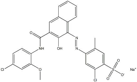 2-Chloro-5-methyl-4-[[3-[[(4-chloro-2-methoxyphenyl)amino]carbonyl]-2-hydroxy-1-naphtyl]azo]benzenesulfonic acid sodium salt Struktur