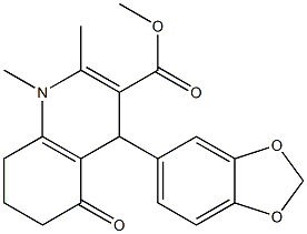 1,4,5,6,7,8-Hexahydro-5-oxo-1,2-dimethyl-4-(1,3-benzodioxol-5-yl)quinoline-3-carboxylic acid methyl ester Struktur